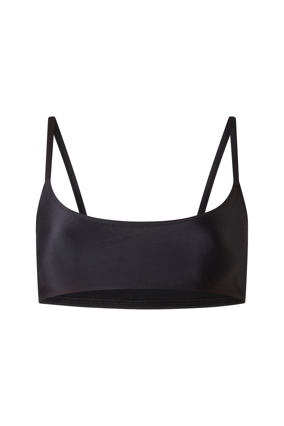 Initial S Maillot de bain femme 2 pièces haut de bikini bandeau brassière noeuds noir éco responsable allure sportive sensuel fabrication française écologique nager bronzer plonger nylon recyclé swimwear swimsuit women black coal top bra sustainable made in france econyl recycled nylon sporty sensual sexy beachwear made from plastic waste natural beauty