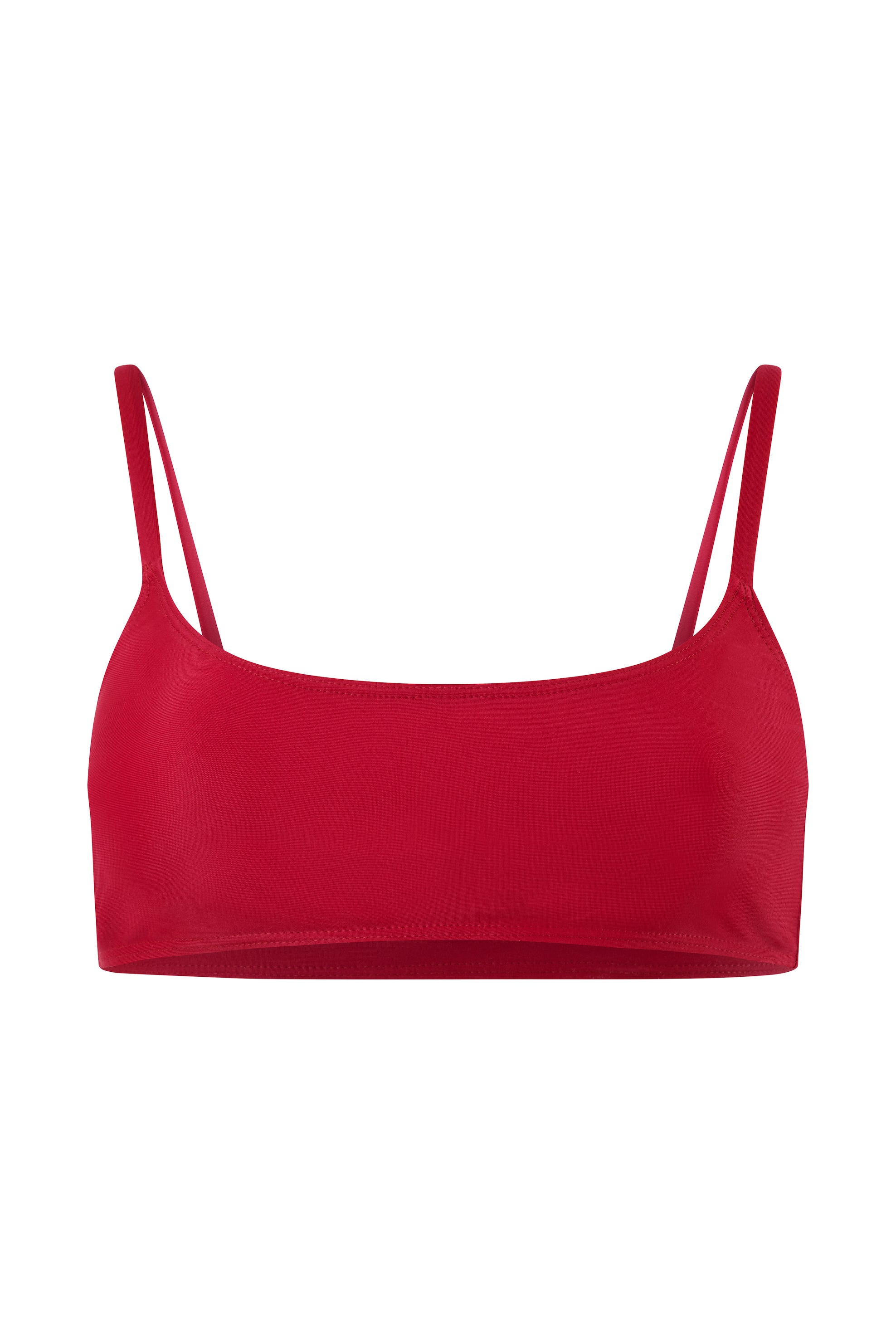 Initial S Maillot de bain femme 2 pièces haut de bikini bandeau brassière noeuds rouge éco responsable allure sportive sensuel fabrication française écologique nager bronzer plonger nylon recyclé swimwear swimsuit women red berry top bra sustainable made in france econyl recycled nylon sporty sensual sexy beachwear made from plastic waste natural beauty