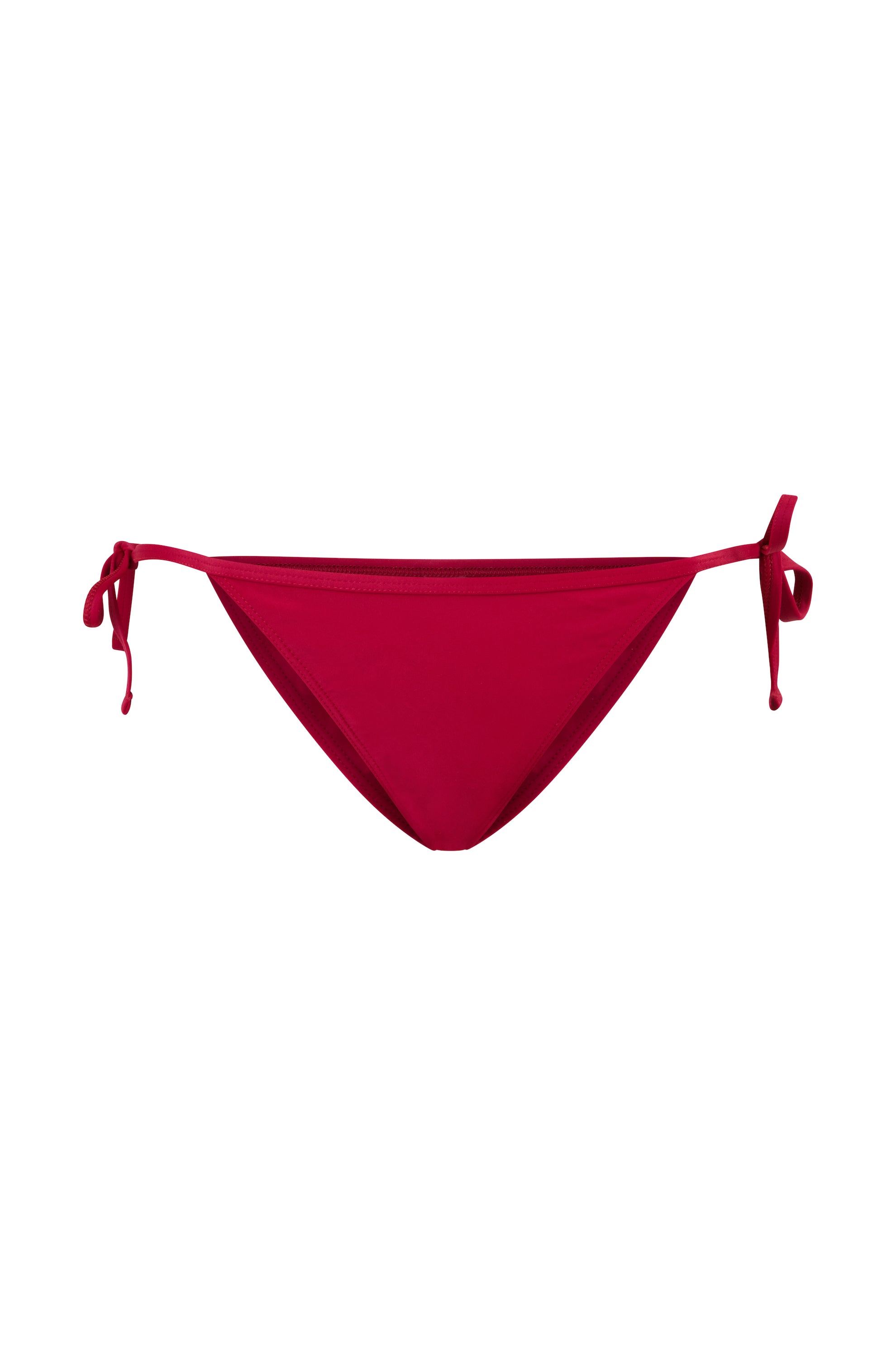 Initial S Maillot de bain femme 2 pièces bas de bikini triangle noeuds rouge éco responsable allure sportive sensuel fabrication française écologique nager bronzer plonger nylon recyclé swimwear swimsuit women red berry bottom sustainable made in france econyl recycled nylon sporty sensual sexy plastic made from plastic waste beachwear