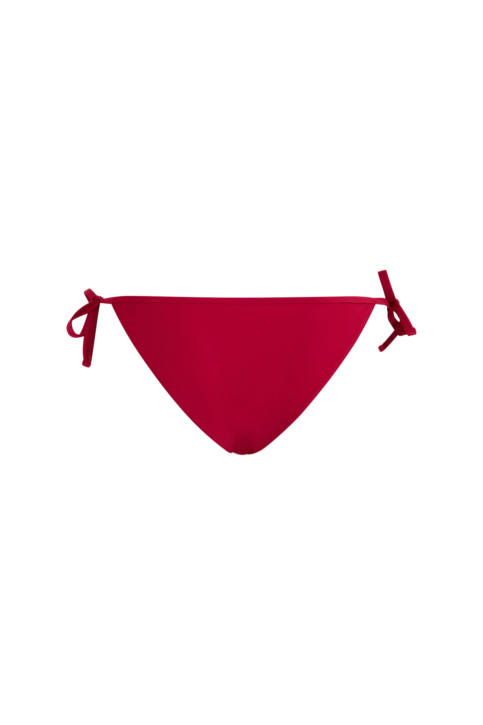 Initial S Maillot de bain femme 2 pièces bas de bikini triangle noeuds rouge éco responsable allure sportive sensuel fabrication française écologique nager bronzer plonger nylon recyclé swimwear swimsuit women red berry bottom sustainable made in france econyl recycled nylon sporty sensual sexy plastic made from plastic waste beachwear