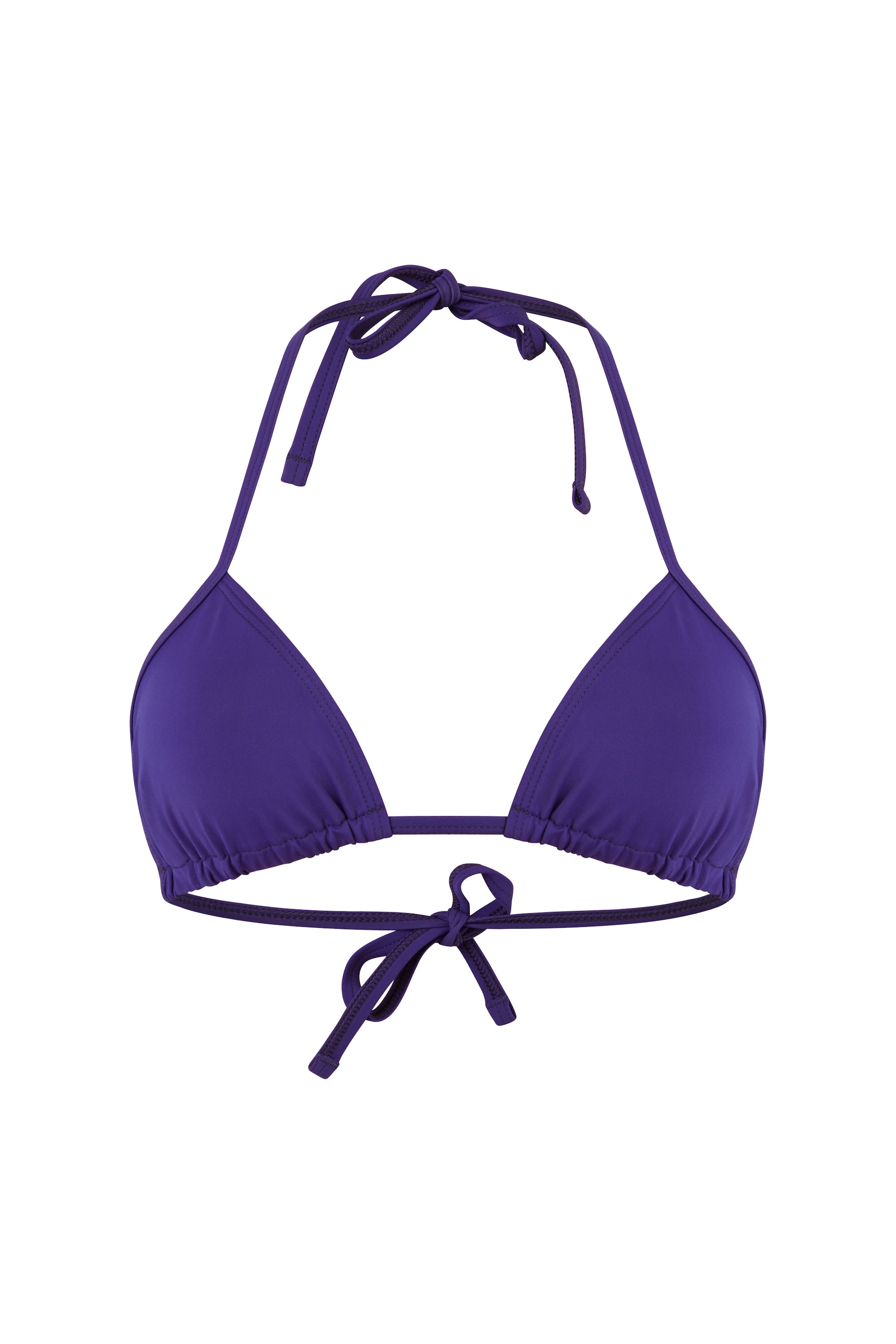 Initial S Maillot de bain femme 2 pièces haut de bikini triangle noeuds bleu indigo éco responsable allure sportive sensuel fabrication française écologique nager bronzer plonger nylon recyclé swimwear swimsuit women deep blue top sustainable made in france econyl recycled nylon sporty sensual sexy beachwear made from plastic waste natural beauty