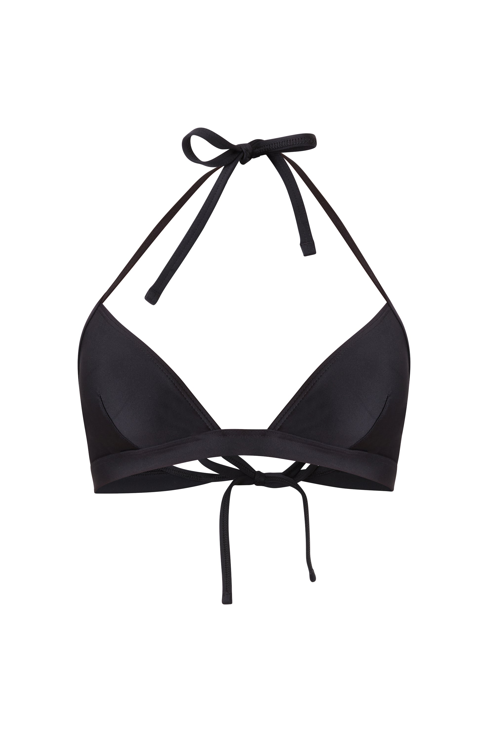 Initial S Maillot de bain femme 2 pièces haut de bikini triangle bande noir éco responsable allure sportive sensuel fabrication française écologique nager bronzer plonger nylon recyclé swimwear swimsuit women black coal top bra sustainable made in france econyl recycled nylon sporty sensual sexy beachwear made from plastic waste natural beauty