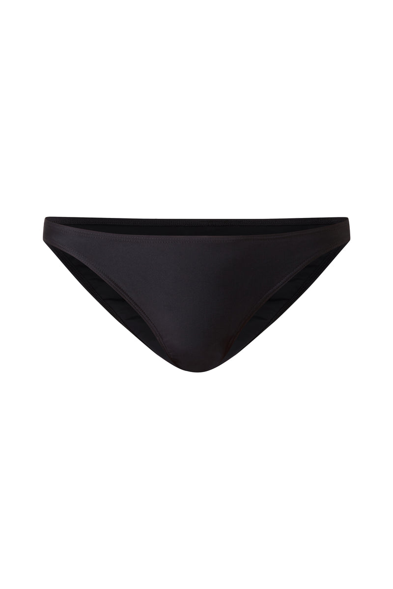 Initial S 2-piece swimsuit bikini bottoms classic black bikini panties eco responsible responsible look sporty sensual French manufacture ecological swimwear swimsuit women black coal bottom sustainable made in france econyl recycled nylon sporty sensual sexy beachwear made from plastic waste natural beauty