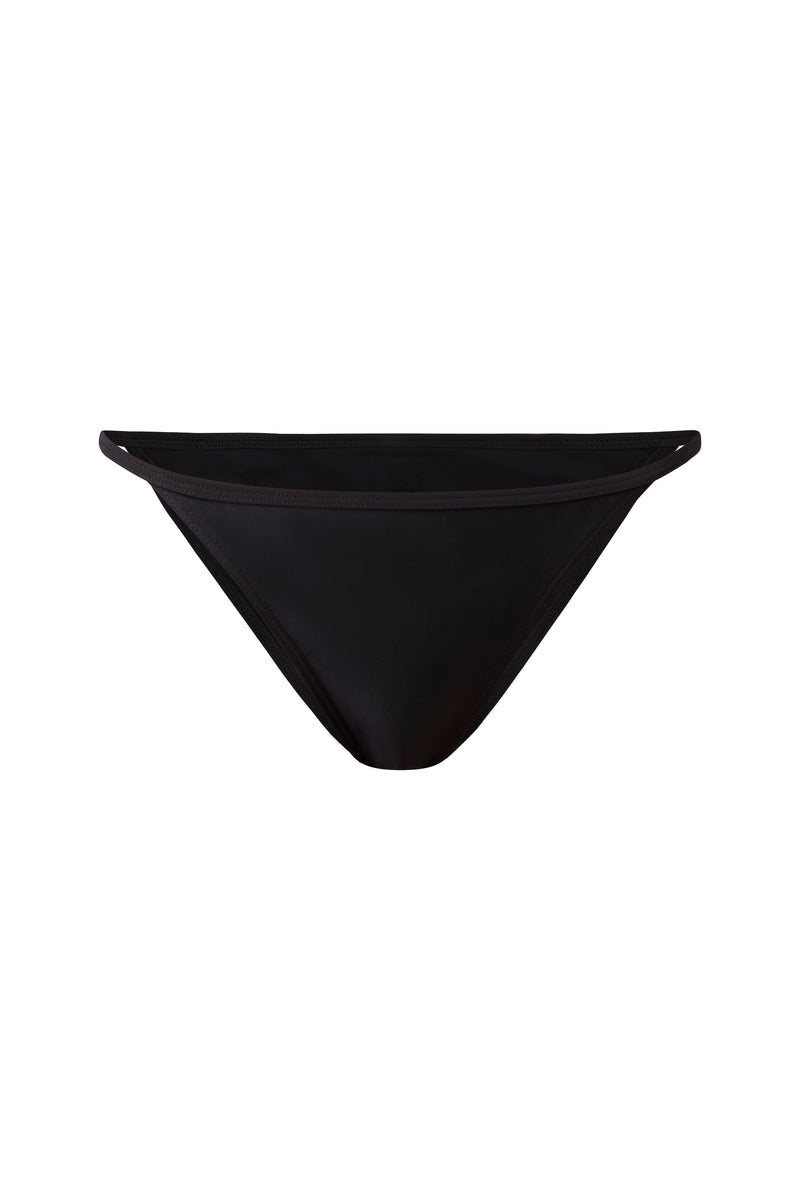Initial S 2-piece black triangle bikini bottom 2 pieces swimsuit women black coal bottom sustainable made in france econyl recycled nylon sporty sensual sexy beachwear made from plastic waste natural beauty
