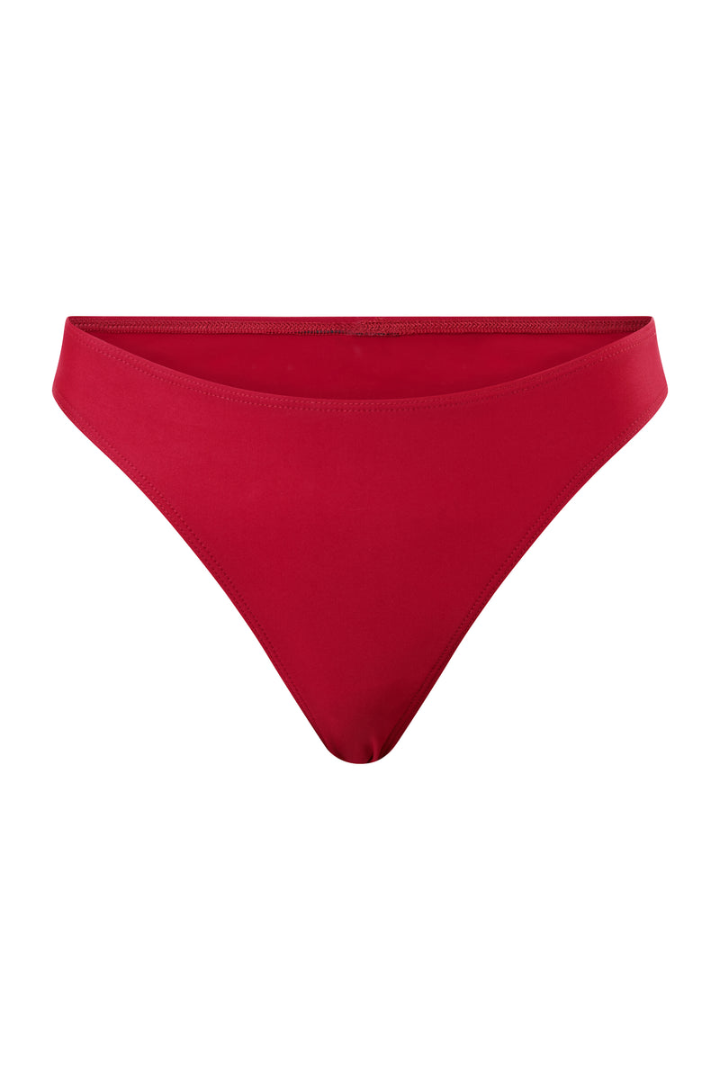 Initial S 2-piece swimsuit women red berry bottom high waisted tanga eco responsible sporty sensual French manufacture ecological swim tanner dive swimsuit women red berry bottom sustainable made in france econyl recycled nylon sporty sensual sexy high waisted plastic beachwear made from plastic waste natural beauty
